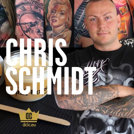 Chris Schmidt recommends the high quality tattoo care Ink Booster and Ink Protector of the DC Invention Company.