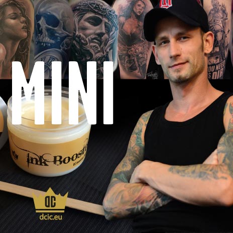 Mini recommends the high quality tattoo care Ink Booster and Ink Protector of the DC Invention Company.